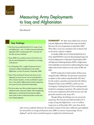 cover image of Measuring Army Deployments to Iraq and Afghanistan
